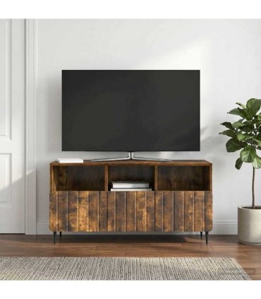 vidaXL TV Cabinet Smoked Oak 102 x 34.5 x 50 cm Engineered Wood — V0672158308
