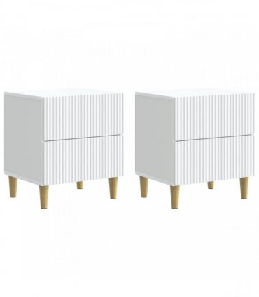 vidaXL Bedside Cabinet 2 pcs White 43 x 34.5 x 48 cm Engineered Wood — V0672158350