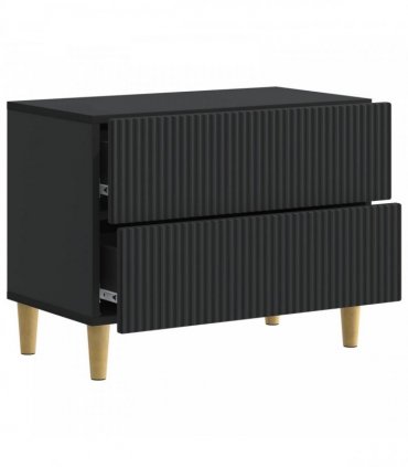 vidaXL Bedside Cabinet Black 62 x 34.5 x 48 cm Engineered Wood — V0672158355