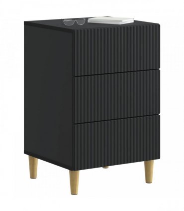 vidaXL Bedside Cabinet Black 43 x 41 x 66.5 cm Engineered Wood — V0672158359