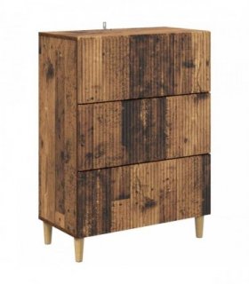 vidaXL Drawer Cabinet Old Wood 66 x 34.5 x 90 cm Engineered Wood — V0672158390