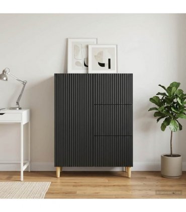 vidaXL Sideboard with Drawer Black 66 x 34.5 x 90 cm Engineered Wood — V0672158401