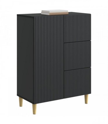 vidaXL Sideboard with Drawer Black 66 x 34.5 x 90 cm Engineered Wood — V0672158401