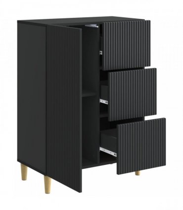 vidaXL Sideboard with Drawer Black 66 x 34.5 x 90 cm Engineered Wood — V0672158401
