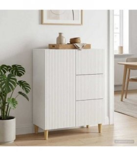 vidaXL Sideboard High Gloss White 66 x 34.5 x 90 cm Engineered Wood — V0672158402