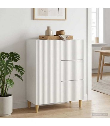 vidaXL Sideboard High Gloss White 66 x 34.5 x 90 cm Engineered Wood — V0672158402