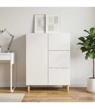 vidaXL Sideboard High Gloss White 66 x 34.5 x 90 cm Engineered Wood — V0672158402