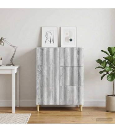 vidaXL Sideboard Grey Sonoma 66 x 34.5 x 90 cm Engineered Wood — V0672158403