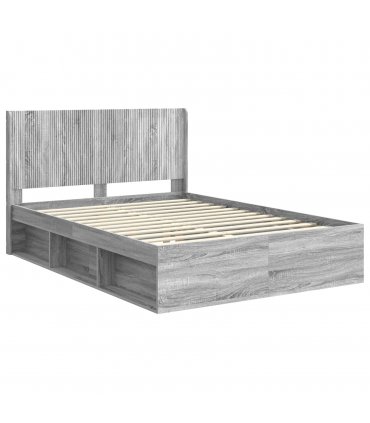 vidaXL Bed Frame with Storage and Headboard 3 pcs Engineered Wood — Colour: Grey sonoma, Size: 160 x 200 cm