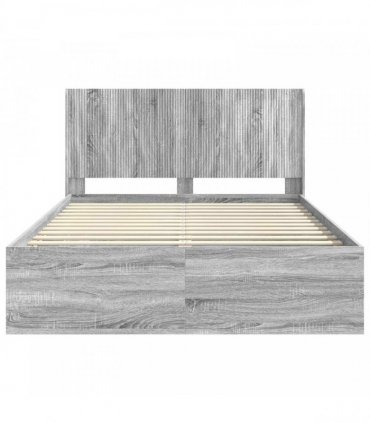 vidaXL Bed Frame with Storage and Headboard 3 pcs Engineered Wood — Colour: Grey sonoma, Size: 160 x 200 cm
