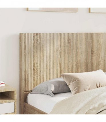 vidaXL Bed Frame with Storage and Headboard 2 pcs Engineered Wood — Colour: Sonoma oak, Size: 140 x 190 cm