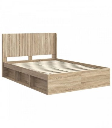 vidaXL Bed Frame with Storage and Headboard 2 pcs Engineered Wood — Colour: Sonoma oak, Size: 140 x 190 cm