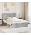 vidaXL Bed Frame with Storage and Headboard 2 pcs Engineered Wood — Colour: Concrete grey, Size: 160 x 200 cm