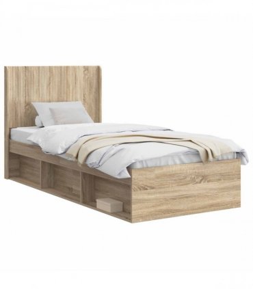 vidaXL Bed Frame with Storage and Headboard Sonoma Oak 75 x 190 cm