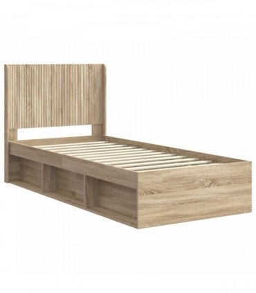 vidaXL Bed Frame with Storage and Headboard Sonoma Oak 75 x 190 cm