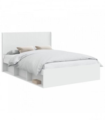 vidaXL Bed Frame with Storage and Headboard White 150 x 200 cm