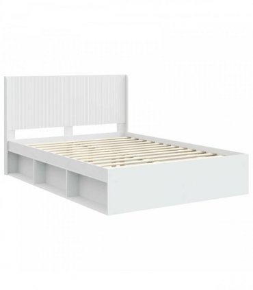 vidaXL Bed Frame with Storage and Headboard White 150 x 200 cm