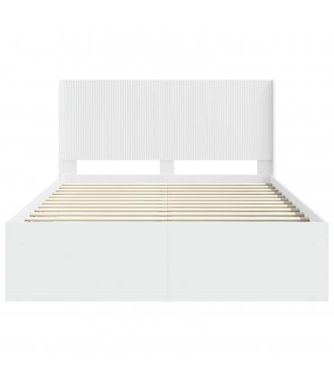 vidaXL Bed Frame with Storage and Headboard White 150 x 200 cm