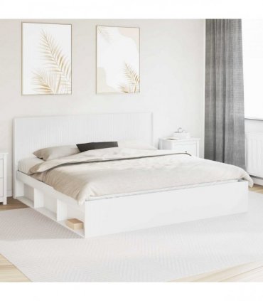 vidaXL Bed Frame with Storage and Headboard 2 pcs Engineered Wood — Colour: White, Size: 180 x 200 cm