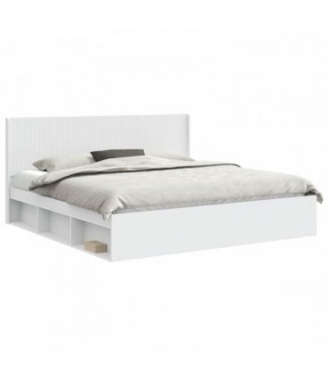 vidaXL Bed Frame with Storage and Headboard 2 pcs Engineered Wood — Colour: White, Size: 180 x 200 cm