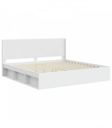 vidaXL Bed Frame with Storage and Headboard 2 pcs Engineered Wood — Colour: White, Size: 180 x 200 cm