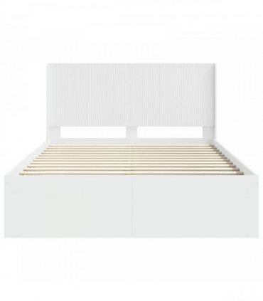 vidaXL Bed Frame with Storage and Headboard 2 pcs Engineered Wood — Colour: White, Size: 140 x 200 cm