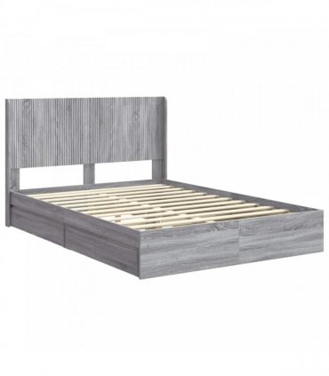 vidaXL Bed Frame with Storage and Headboard Grey Sonoma 160 x 200 cm