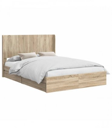 vidaXL Bed Frame with Storage and Headboard 2 pcs Engineered Wood — Colour: Sonoma oak, Size: 140 x 200 cm — V0672158538