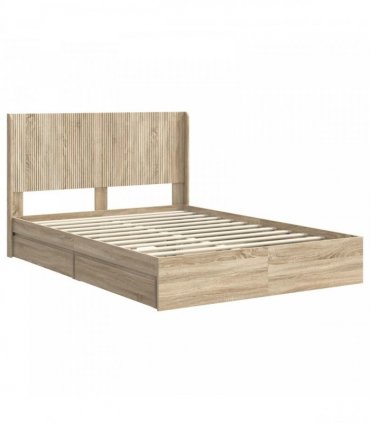 vidaXL Bed Frame with Storage and Headboard 2 pcs Engineered Wood — Colour: Sonoma oak, Size: 140 x 200 cm — V0672158538