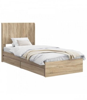 vidaXL Bed Frame with Storage and Headboard Sonoma Oak 75 x 190 cm — V0672158541