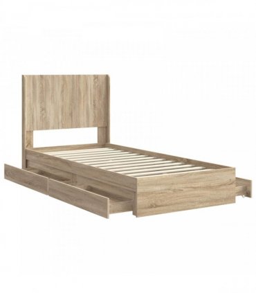vidaXL Bed Frame with Storage and Headboard Sonoma Oak 75 x 190 cm — V0672158541