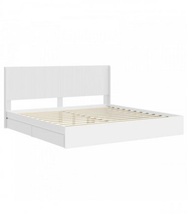 vidaXL Bed Frame with Storage and Headboard White 180 x 200 cm