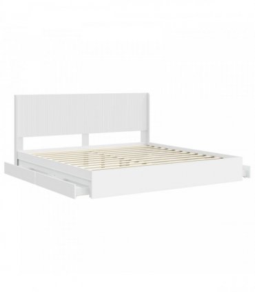 vidaXL Bed Frame with Storage and Headboard White 180 x 200 cm
