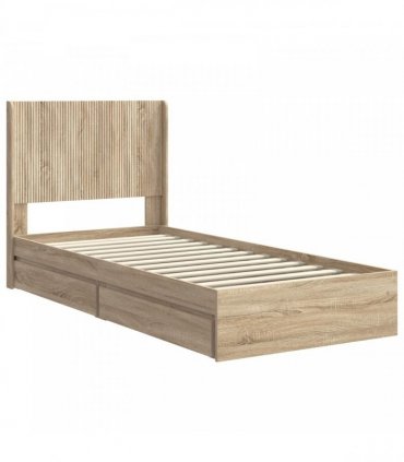 vidaXL Bed Frame with Storage and Headboard Sonoma Oak 100 x 200 cm