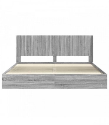 vidaXL Bed Frame with Storage and Headboard Grey Sonoma 180 x 200 cm