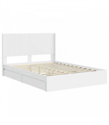 vidaXL Bed Frame with Storage and Headboard 2 pcs Engineered Wood — Colour: White, Size: 140 x 200 cm — V0672158566