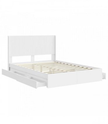 vidaXL Bed Frame with Storage and Headboard 2 pcs Engineered Wood — Colour: White, Size: 140 x 200 cm — V0672158566