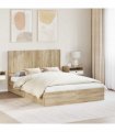 vidaXL Bed Frame with Storage and Headboard Sonoma Oak 160 x 200 cm