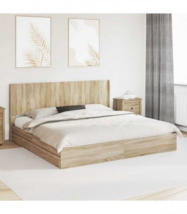 vidaXL Bed Frame with Storage and Headboard Sonoma Oak 180 x 200 cm