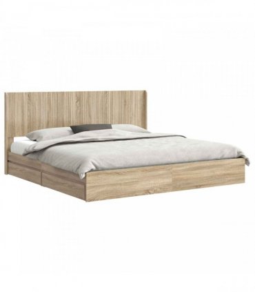 vidaXL Bed Frame with Storage and Headboard Sonoma Oak 180 x 200 cm