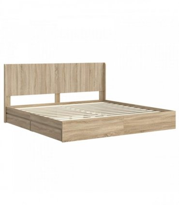 vidaXL Bed Frame with Storage and Headboard Sonoma Oak 180 x 200 cm