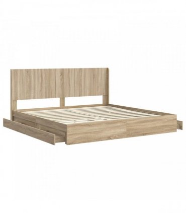 vidaXL Bed Frame with Storage and Headboard Sonoma Oak 180 x 200 cm