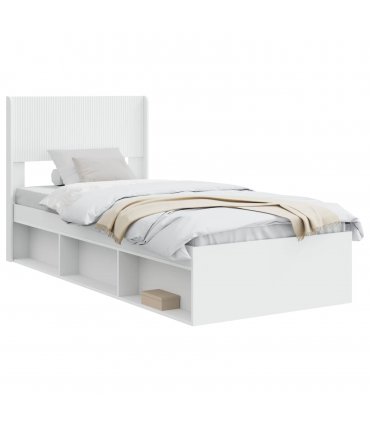 vidaXL Bed Frame with Storage and Headboard White 75 x 190 cm