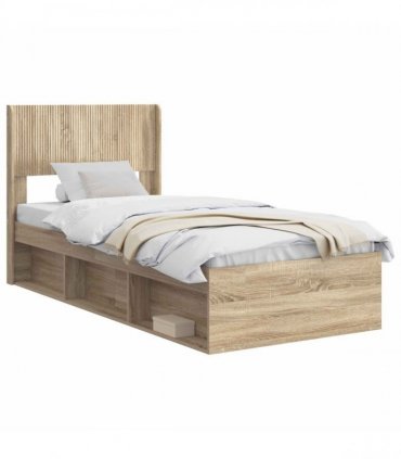 vidaXL Bed Frame with Storage and Headboard Sonoma Oak 75 x 190 cm — V0672158577
