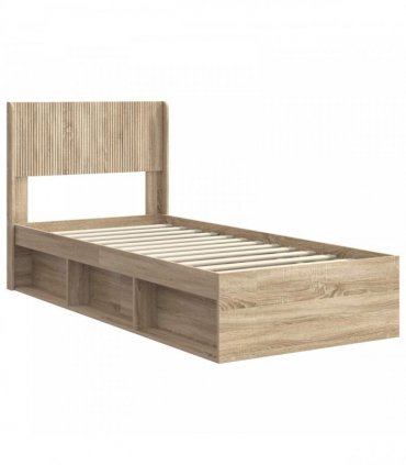 vidaXL Bed Frame with Storage and Headboard Sonoma Oak 75 x 190 cm — V0672158577