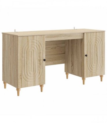 vidaXL Desk with Shelf Sonoma 142.5 x 50 x 75 cm Engineered Wood — Colour: Sonoma oak