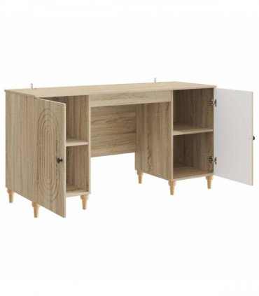 vidaXL Desk with Shelf Sonoma 142.5 x 50 x 75 cm Engineered Wood — Colour: Sonoma oak