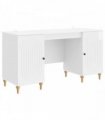 vidaXL Desk with Shelf Gloss White 142.5 x 50 x 75 cm Engineered Wood — Colour: High gloss white