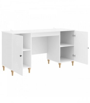 vidaXL Desk with Shelf Gloss White 142.5 x 50 x 75 cm Engineered Wood — Colour: High gloss white