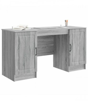 vidaXL Desk with Shelf Grey Sonoma 142.5 x 50 x 75 cm Engineered Wood — V0672158652
